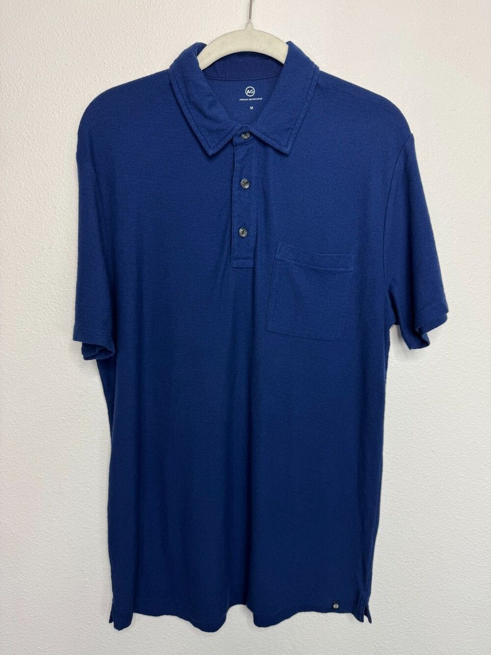 AG Adriano Goldschmied Mens Medium Polo Shirt Blue Short Sleeve Cotton NWOT